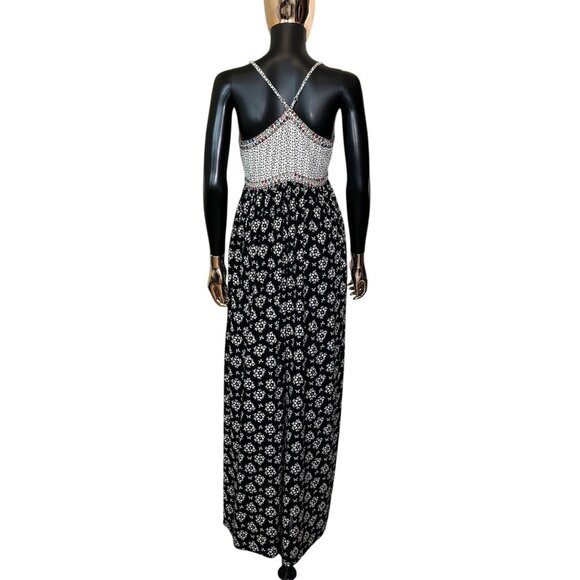 Love Sam Anthropologie Boho Floral Mixed Print Maxi Dress Small Empire Waist - Picture 4 of 11